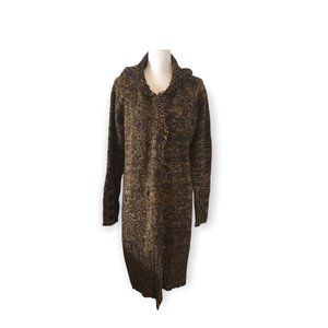Cato Cardigan Duster Size 18 - 20 W Chunky Knit Sweater  Brown Raw Edges Button